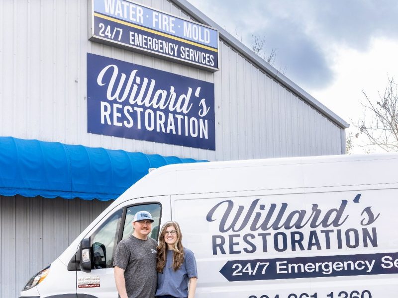 Anthony and Cassie of Willard's Restoration with their emergency response van